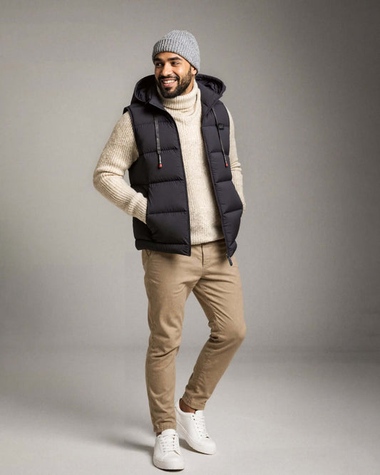 Men’s Heated Puffer Vest with Removable Hood