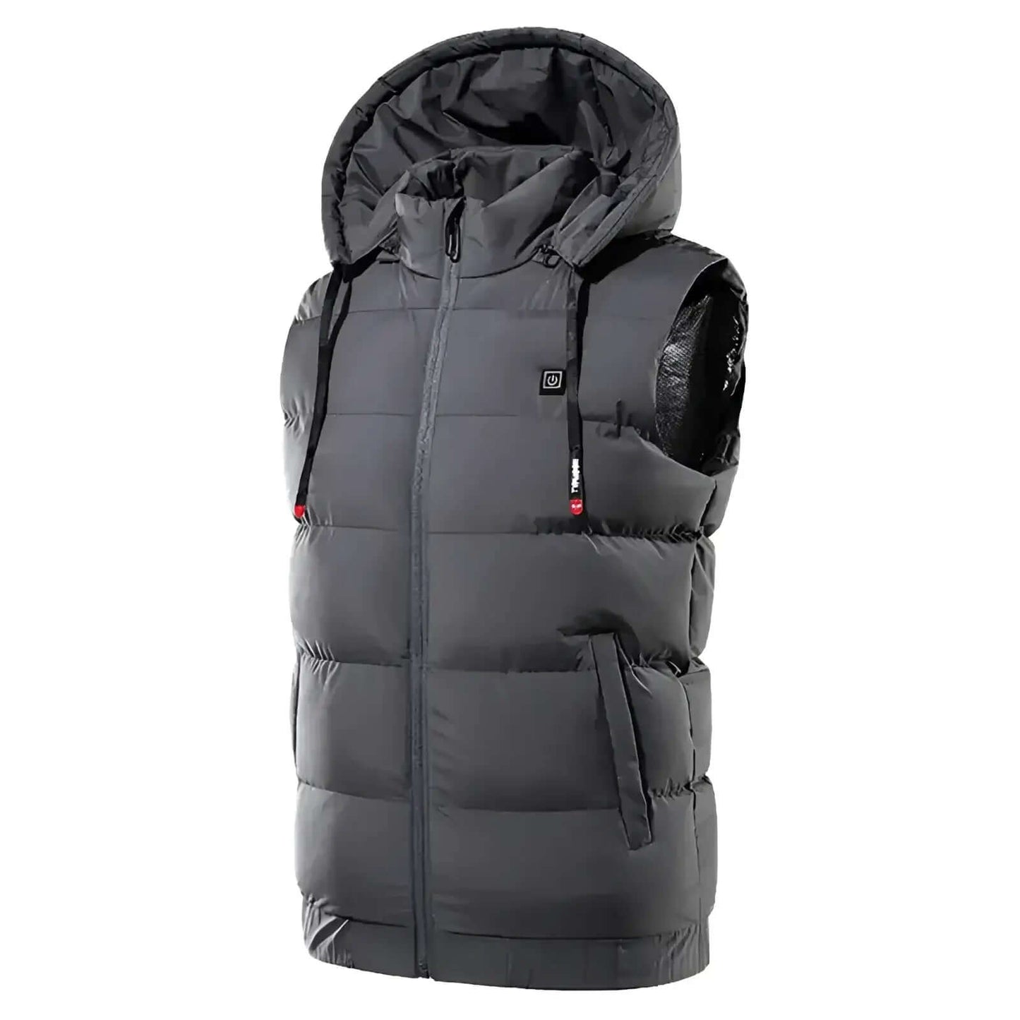Men’s Heated Puffer Vest with Removable Hood - Grey / XS