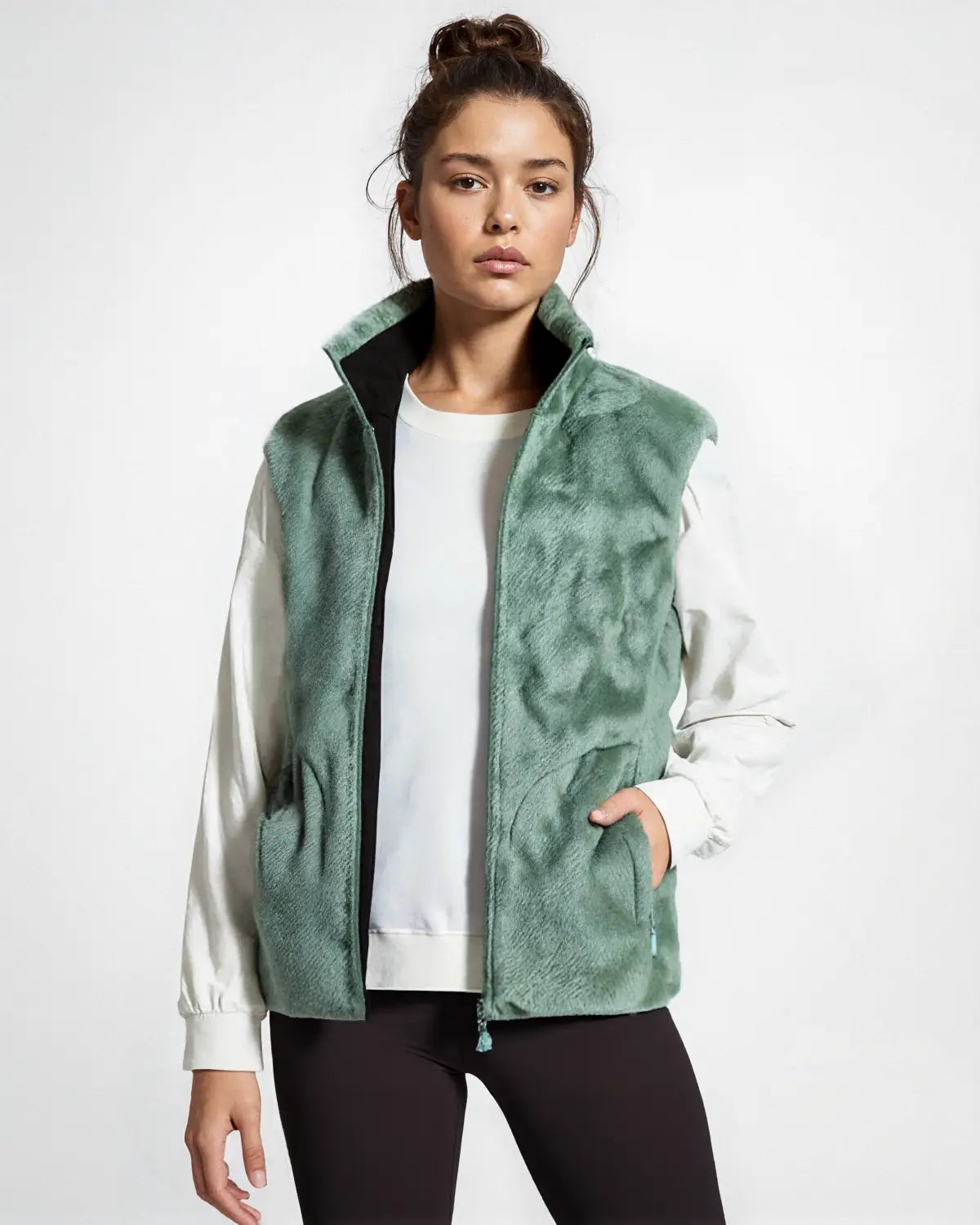 Women’s Heated Fleece Vest - Green / 2XS