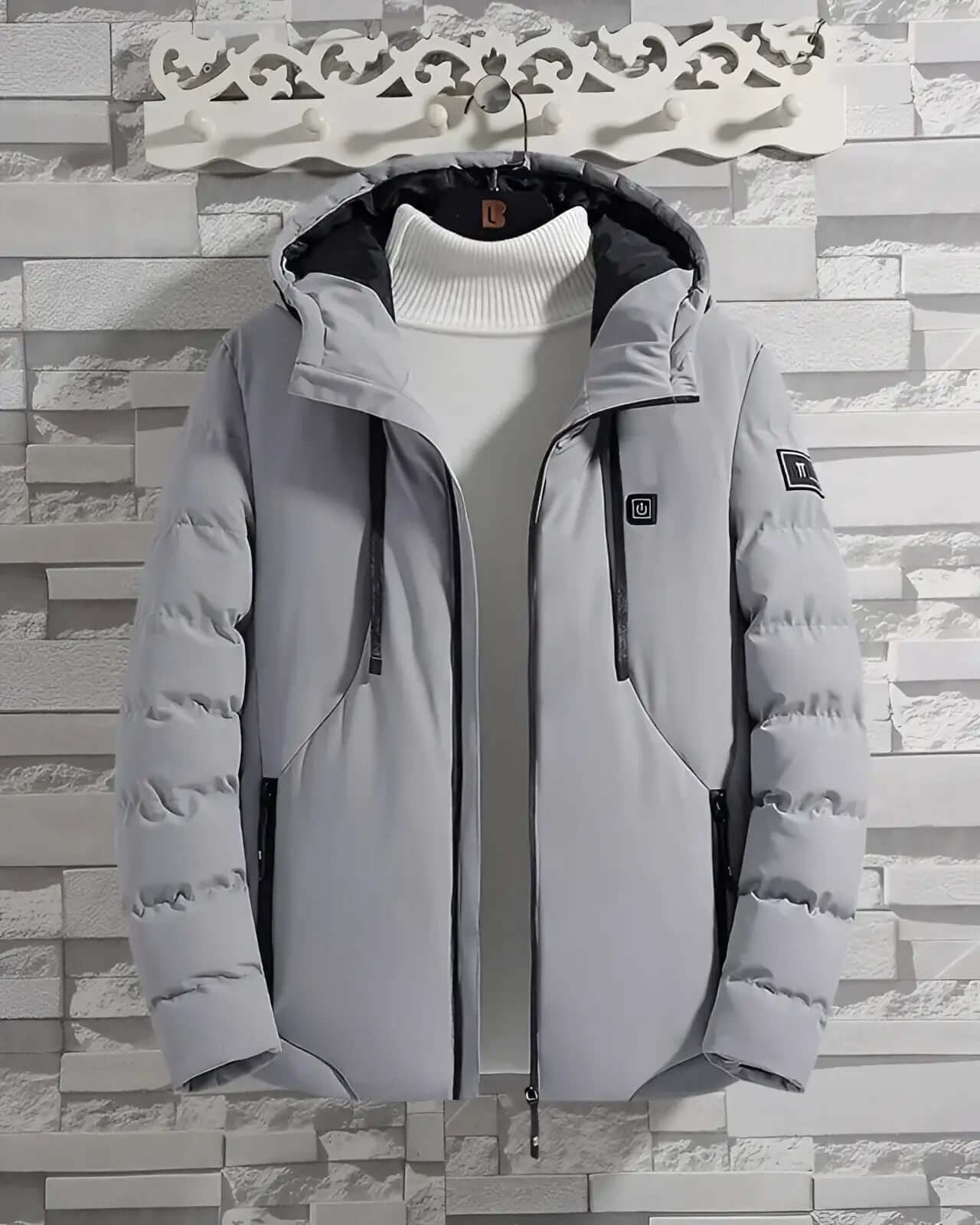 Men’s Heated Jacket with Hood - Grey / 2XS