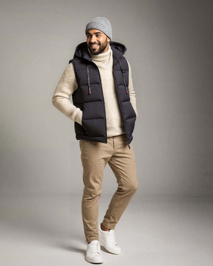 Men’s Heated Puffer Vest with Removable Hood