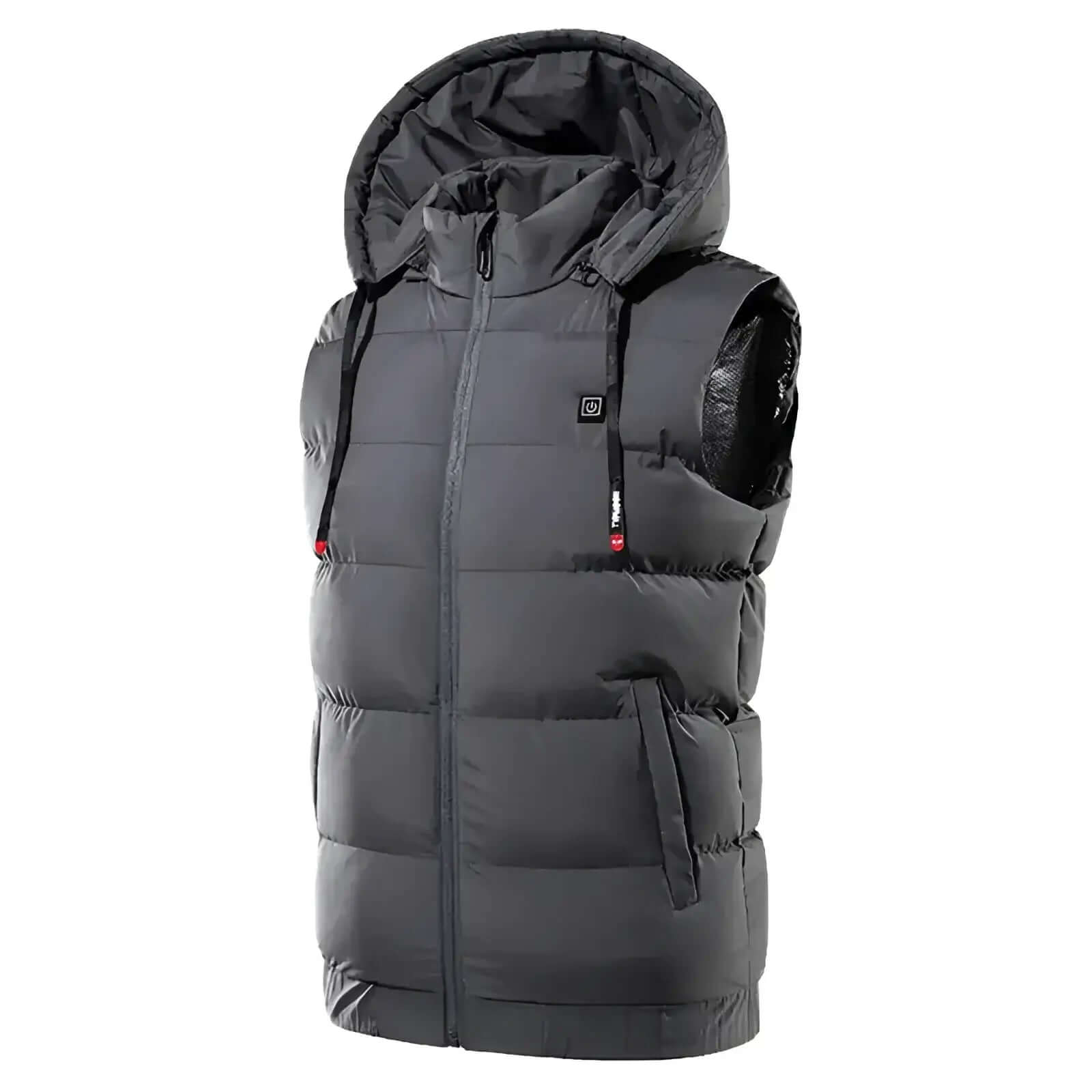 Men’s Heated Puffer Vest with Removable Hood - Grey / XS